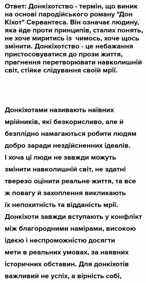 Есе на тему: дон кіхотсво, як я це розумію