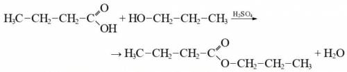 Напишіть рівняння реакції добування пропілового естеру бутанової кислоти.