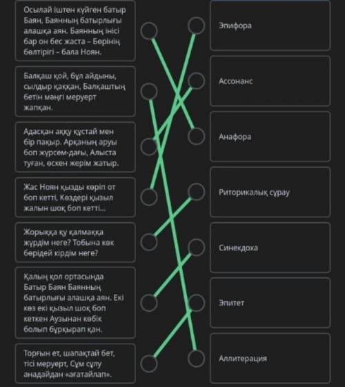 1Көркемдегіш құралдарды сәйкестендіріңіз.1 Осылай іштен күйген батыр Баян, Баянның батырлығы алашқа