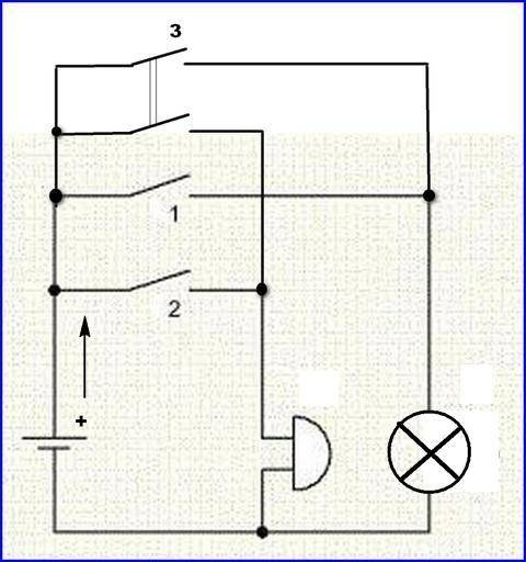 Нарисуйте электрическую цепь состоящую из электрической лампы и звонка работающих а) одновременно б)