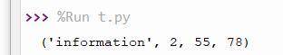 2. Что выйдет на экране в результате выполнения a= (“information”, 2, 55, 78) print(а)? а) 2, 55, 78