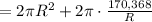 = 2\pi R^2 + 2\pi\cdot\frac{170{,}368}{R}