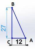 Начерти прямоугольный треугольник ABC так, чтобы ∢C =90°. CA= 12 см и BC= 27 см. Найди отношение сто