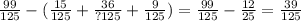 \frac{99}{125} - ( \frac{15}{125} + \frac{36}{?125} + \frac{9}{125} ) = \frac{99}{125} - \frac{12}{25} = \frac{39}{125}