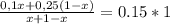 \frac{0,1x+0,25(1-x)}{x+1-x} = 0.15*1