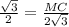 \frac{\sqrt{3} }{2} =\frac{MC}{2\sqrt{3} }