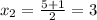 x_2 = \frac{5+1}{2} =3