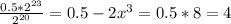 \frac{0.5*2^{23}}{2^{20}} = 0.5 - 2x^{3} = 0.5 * 8 = 4