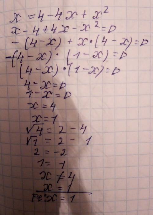 Розв'яжіть графічно рівняння √х = 2-х​