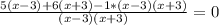 \frac{5(x-3)+6(x+3)-1*(x-3)(x+3)}{(x-3)(x+3)} =0