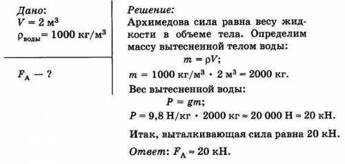 Укажите, где может возникнуть сила Архимеда на тело объемом 0,4 м3. Приведи пример, и вычисли ее​