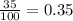 \frac{35}{100} = 0.35