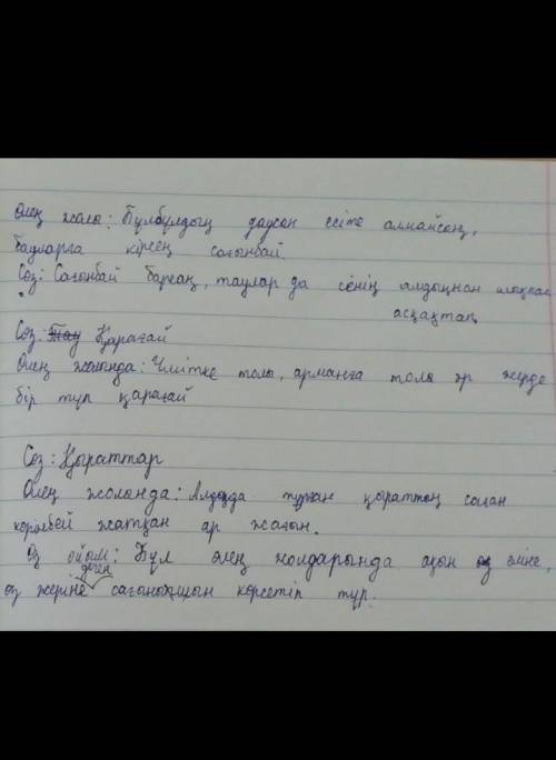 11-тапсырма. Кестеде берілген сөздерді өлендегі бей- нелі формасымен жазып көрсетіп, өз ойыңды білді