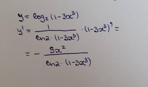 Y=log2(1-3x^3) Найти производную