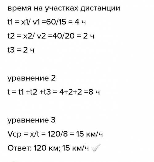 Половину дистанции велосипедист проехал со скоростью 15 км/ч, следующую треть дистанции- со скорость