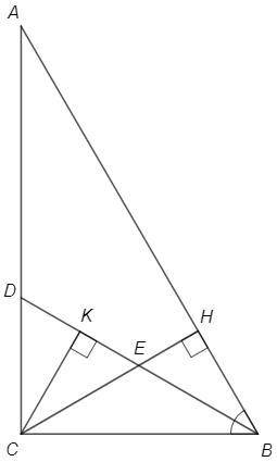 в прямоугольном треугольнике АВС с прямым углом С проведены биссектриса ВD и высота СН. из вершины С