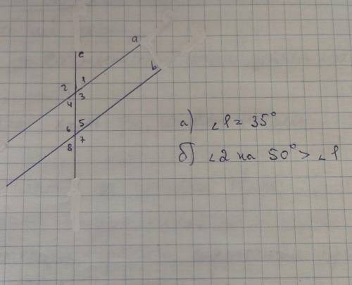 Найдите все углы, образованные при пересечении двух параллельных прямых а и b секущей c если 1) один