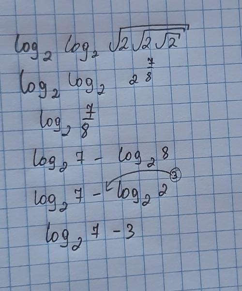 Log2 log2 √(2√(2√(2))) Если не понятно, пример на фотке тоже есть
