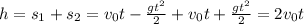 h=s_1+s_2=v_0t-\frac{gt^2}{2} +v_0t+\frac{gt^2}{2} =2v_0t