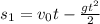 s_1=v_0t-\frac{gt^2}{2}