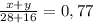 \frac{x+y}{28+16}=0,77