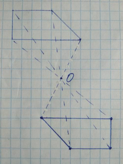На рисунке 1 показаны фигуры, симметричные относительно точки О. На рисунке 2 показана фигура и точк