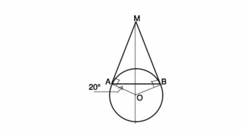 Из точки M к окружности с центром O проведены касательные МА и МВ. Найдите расстояние между точками