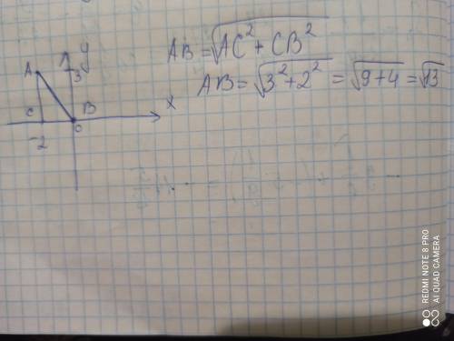 Найдите длину отрезка АВ, если А(-2,3), точка В(0)​
