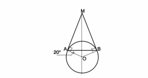 из точки m к окружности с центром o проведены касательные ma и mb. найдите расстояние между точками