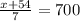 \frac{x + 54}{7} = 700