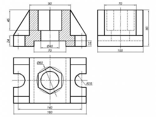 Сделать чертёж 3 вида