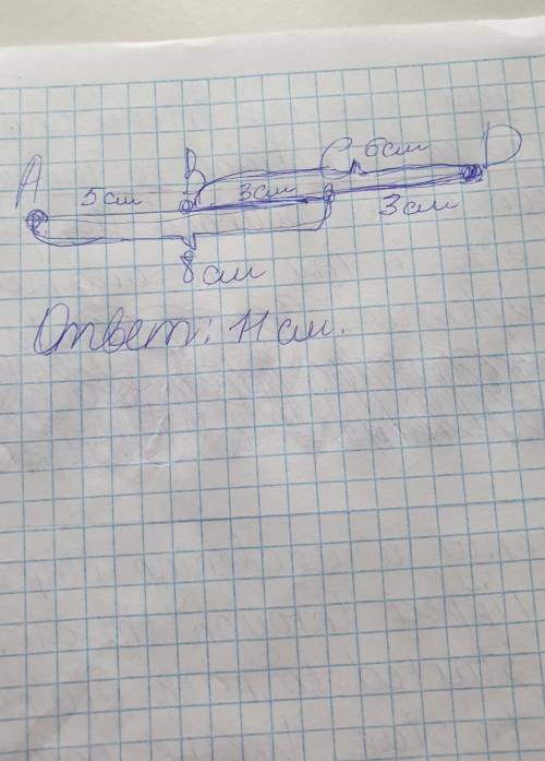 4. На прямой последовательно отмечены точки A, B, C и D, причем АС = 8 см, BD = 6 см, ВС = 3 см. Най