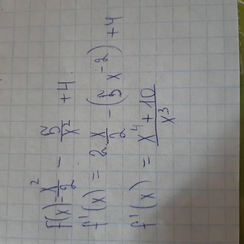 F(x)=x²/2-5/x²+4 f'(x)=?