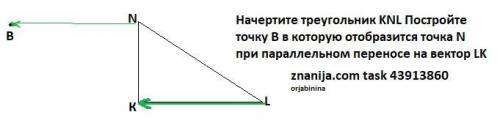 Начетрите треугольник KNL постройке точку B в которую отобразится точка N при параллельном переносе