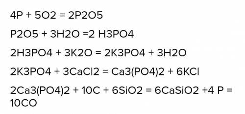 с химиейCa3(PO4)2→P→ P2O3→P2O5→H3PO4→K3PO4​