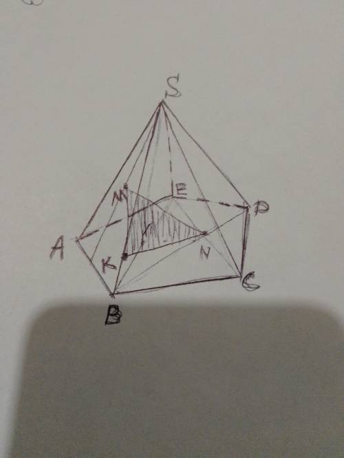 Дано : SABCDE - пирамида M принадлежит SAB, N ПРИНАДЛЕЖИТ Abcde, K принадлежит [SB] построить MNK​