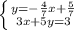 \left \{ {{y=-\frac{4}{7} x}+\frac{5}{7} \atop {3x+5y=3}} \right.