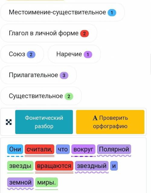 Произведи синтаксический разбор предложения: Они считали, что вокруг Полярной звезды вращаются звезд