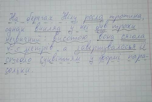 Потрібно синтаксичний розбір речення! На берегах Нілу росла тростина, однак вигляду неї був трохи не