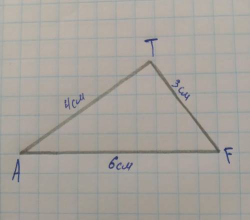 Побудуйте трикутник ATF , якщо AT = 4см , TF = 3см , AF = 6 см ​