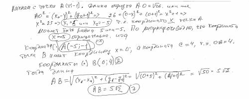 На рисунке ОВ=4, ОА= √26 Точка А имеет координату ( х; -1). Точка В имеет координату (0; с люди добр