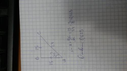 В треугольнике ABC стороны AB и BC равны . Найдите sin A, если AB=15,AC=24