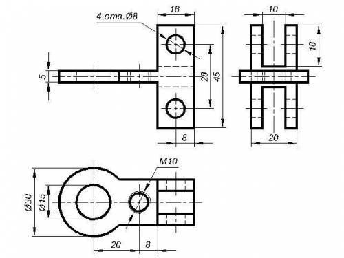Нужно начертить 3 вида ​