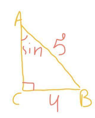 У трикутнику АВС відомо, що кут С дорівнює 90º, АВ = 5 см, ВС = 4 см. Знайти sin А.​