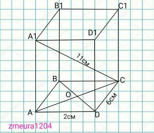 До іть з задачею Сторони основи прямокутного паралелепіпеда дорівню-ють 2 см і 6 см, а діагональ пар