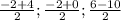 \frac{-2+4}{2} ;\frac{-2+0}{2} ;\frac{6-10}{2}