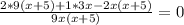 \frac{2*9(x+5)+1*3x-2x(x+5)}{9x(x+5)} =0