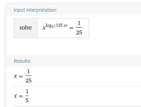Решите уравнение x^log5(125x)=1/25.Укажите в ответе произведение корней. Округлите ответ до тысячных
