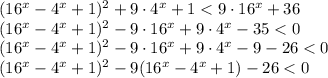 (16^x-4^x+1)^2+9\cdot 4^x+1
