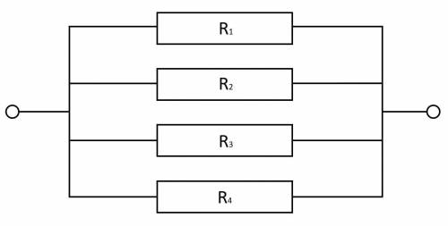Цепь постоянного тока состоит из четырех резисторов, сопротивления которых соответственно равны: R1=